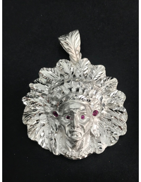 1-1-149915-1-Colgante plata de ley 925 jefe indio grande 4 piedras