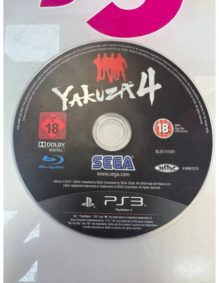 9-9-68305-1-Videojuego PS3 Yakuza 4 (sin caratula)