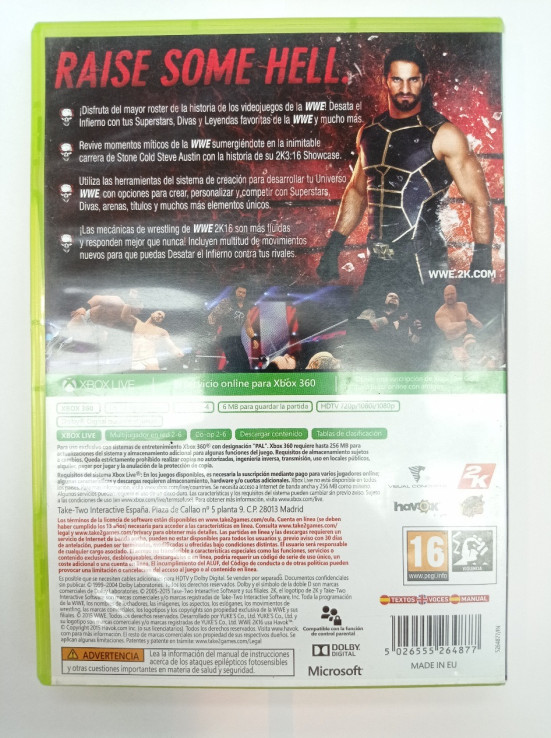 9-9-65512-3-Videojuego Xbox 360 wwe 2k16