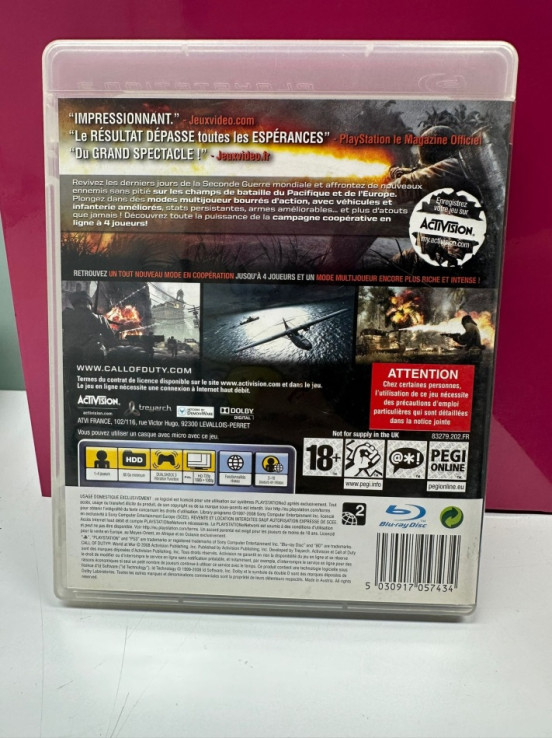 9-9-63206-2-Videojuego PS3 cod world at war pal francia