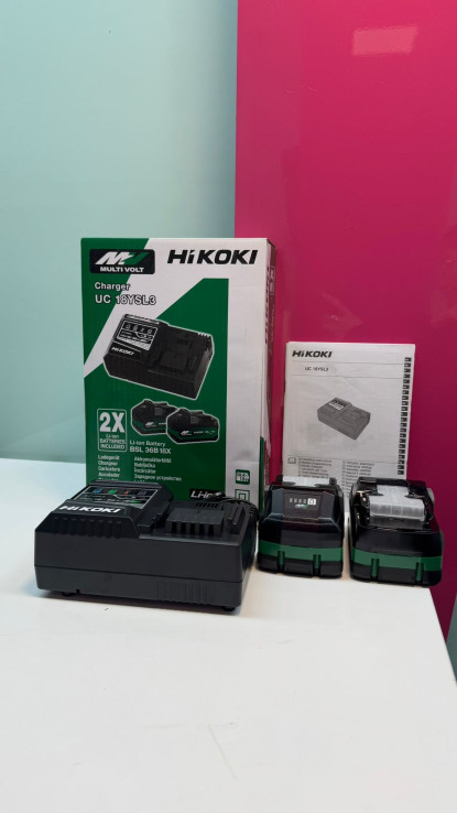 9-9-68160-5-Martillo demoledor Hikoki h 3641da 36v cargador 2 baterías 8ah uc18ysl3 (sin uso)