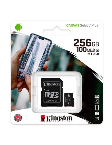 9-9-66657-1-Tarjeta de memoria Micro SD Kingston CANVAS Select Plus 256GB CL10 UHS-i Adaptador