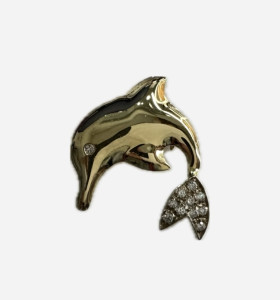 9-9-62684-1-Broche de delfín con circonitas de oro amarillo 18K