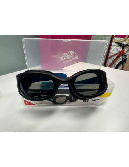 9-9-59175-1-Gafas Natación Nabaiji Gafas Natación Soft Negro Azul Cristales Ahumados Talla L
