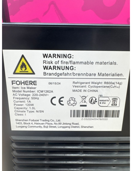 1-1-260343-3-Cocina FOHERE Maquina De Hielo Para Encimera 