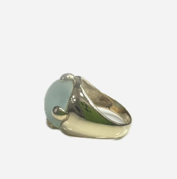 1-1-258188-3-Anillo ancho con piedra tipo Pomellato de oro amarillo 18K