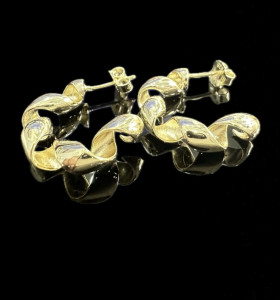 1-1-246617-1-Pendientes tipo aro redondo greca de plata de ley 925 baño oro 18K, 2,8 cm