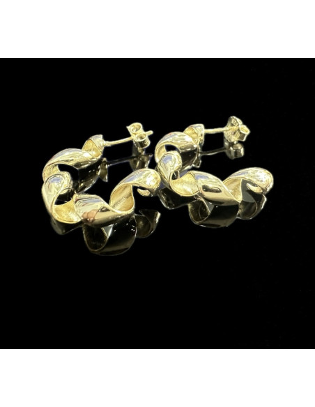 1-1-246617-1-Pendientes tipo aro redondo greca de plata de ley 925 baño oro 18K, 2,8 cm