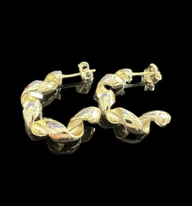 1-1-246617-1-Pendientes tipo aro redondo greca de plata de ley 925 baño oro 18K, 2,8 cm 2