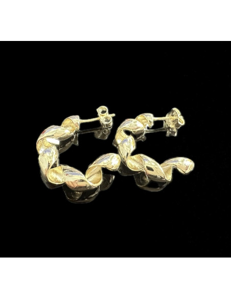 1-1-246617-2-Pendientes tipo aro redondo greca de plata de ley 925 baño oro 18K, 2,8 cm