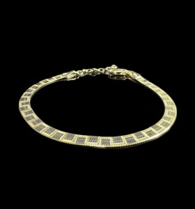 1-1-246494-1-Pulsera plana cuadros de plata de ley 925 baño oro 18K 2