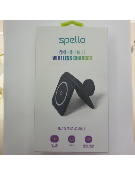 1-1-257693-1-Móvil Cargador Inalámbrico Y Magnético Portátil 2 En 1 De Spello - Negro 