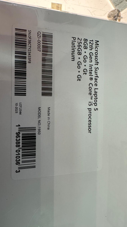 1-1-244921-2-Ordenador portátil MICROSOFT SURFACE LAPTOP 5 I5 8 256 precintado