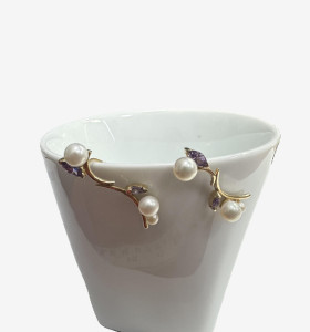 1-1-259336-1-Pendientes trepadores perlas de oro amarillo 18K, L 3cm