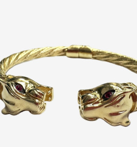 1-1-262476-1-14KPulsera cabeza de pantera con rubíes de oro amarillo 14K