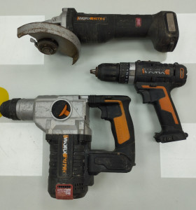 6-6-163182-1-Herramientas Eléctricas Lote Worx Martillo Taladro Y Amoladora