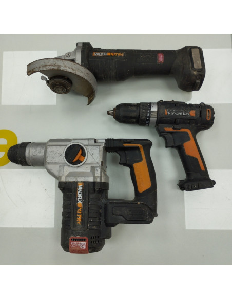 6-6-163182-1-Herramientas Eléctricas Lote Worx Martillo Taladro Y Amoladora