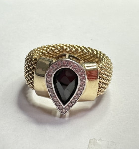 7-1-255416-1-14KAnillo piedra azul flexible de oro amarillo 14K, T 14