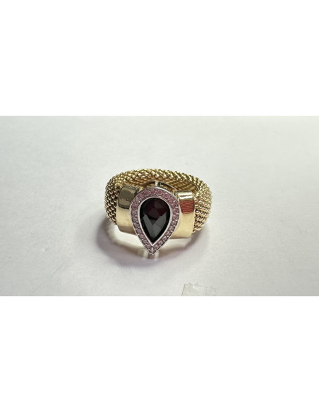 7-1-255416-1-14KAnillo piedra azul flexible de oro amarillo 14K, T 14