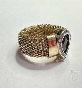 7-1-255416-1-14KAnillo piedra azul flexible de oro amarillo 14K, T 14 2