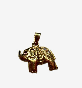 9-1-264741-1-Colgante de elefante con piedras de oro amarillo 18K, L 1.48cm
