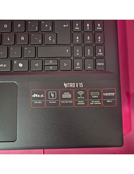 8-8-71196-5-Ordenador Portátil Acer Nitro V15 AMD Ryzen 7 7735HS Radeon Graphics 16ram 954SSD Nvidia GeForce R