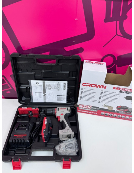 7-7-83252-1-Taladro Electrico Crown Ct21091x-2 20V 2 Ah (Sin Uso)