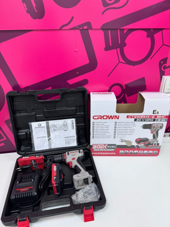 7-7-83252-2-Taladro Electrico Crown Ct21091x-2 20V 2 Ah (Sin Uso)