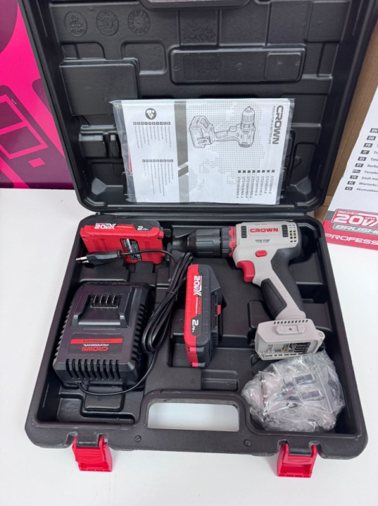 7-7-83252-3-Taladro Electrico Crown Ct21091x-2 20V 2 Ah (Sin Uso)