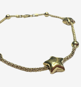 1-7-82305-1-Pulsera cordón estrellas de oro amarillo 18K, L 18cm