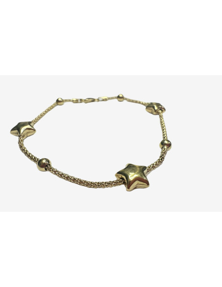 1-7-82305-1-Pulsera cordón estrellas de oro amarillo 18K, L 18cm