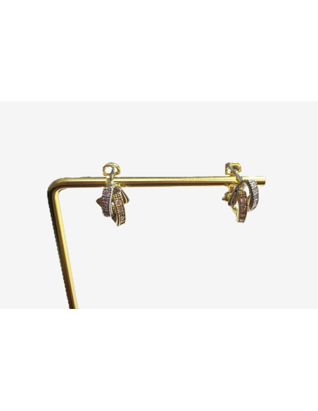 7-1-260929-3-Pendientes con piedras de oro bicolor 18K, L 1.5cm