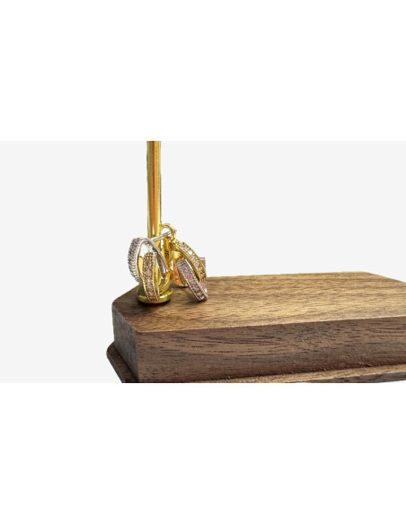 7-1-260929-4-Pendientes con piedras de oro bicolor 18K, L 1.5cm