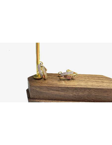 7-1-260929-5-Pendientes con piedras de oro bicolor 18K, L 1.5cm