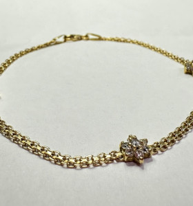 7-7-82688-1-Pulsera con estrellas de oro amarillo 18K, L 17cm