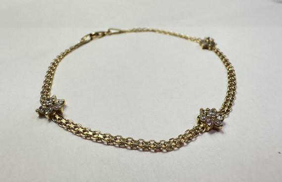 7-7-82688-2-Pulsera con estrellas de oro amarillo 18K, L 17cm