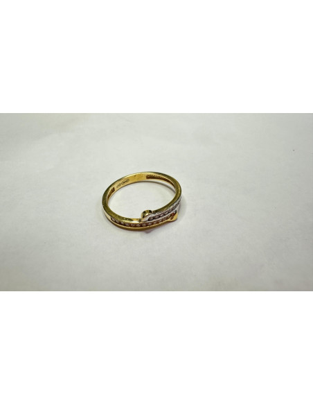 1-1-264250-2-Anillo circonitas de oro bicolor 18K, T 15
