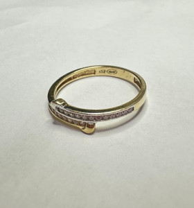 1-1-264250-2-Anillo circonitas de oro bicolor 18K, T 15 2