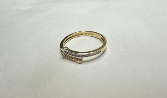 1-1-264250-3-Anillo circonitas de oro bicolor 18K, T 15