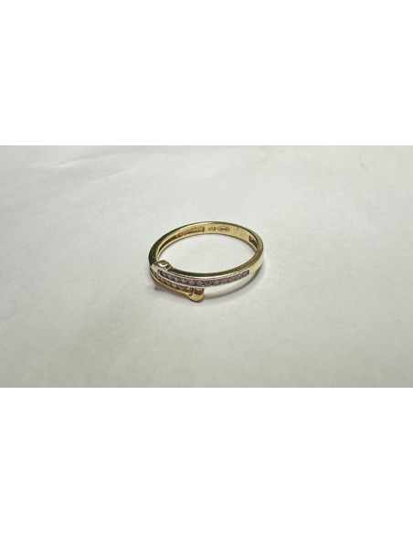 1-1-264250-3-Anillo circonitas de oro bicolor 18K, T 15