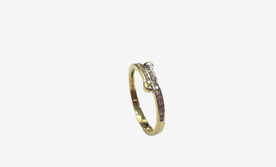 1-1-264250-4-Anillo circonitas de oro bicolor 18K, T 15
