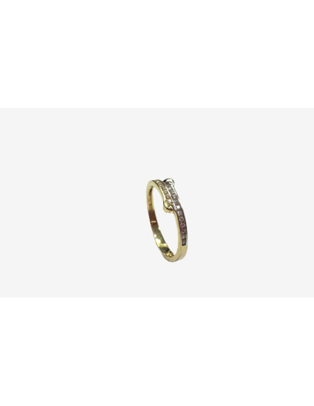 1-1-264250-4-Anillo circonitas de oro bicolor 18K, T 15