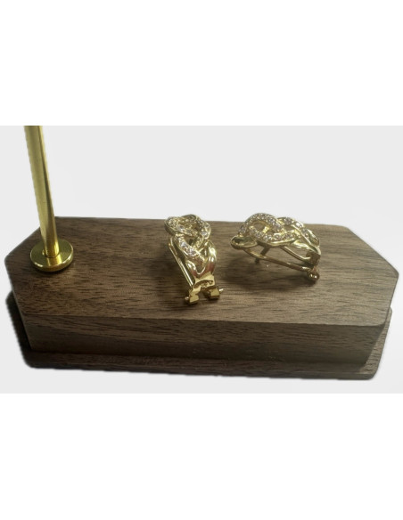 1-8-67384-1-Pendientes trenzados piedras de oro amarillo 18K, L 1.65cm