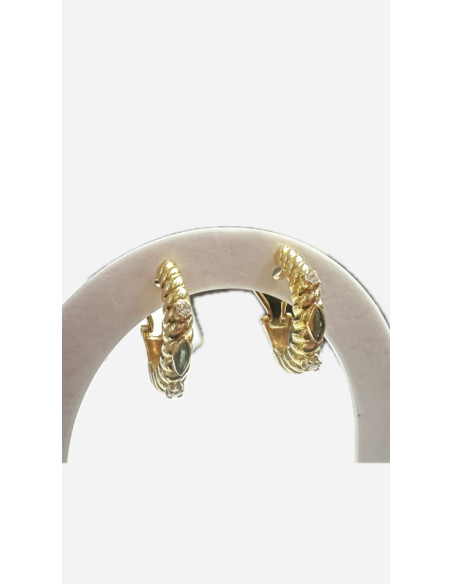 7-9-70156-1-Pendientes medio aro de oro 18K con diamantes 