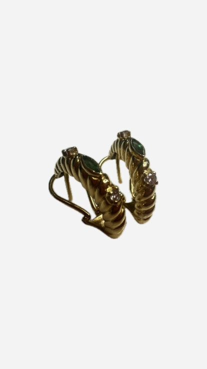 7-9-70156-3-Pendientes medio aro de oro 18K con diamantes 