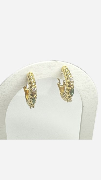 7-9-70156-4-Pendientes medio aro de oro 18K con diamantes 