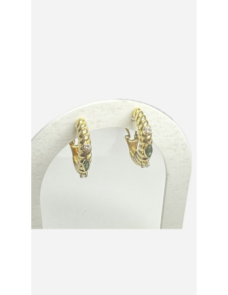7-9-70156-4-Pendientes medio aro de oro 18K con diamantes 