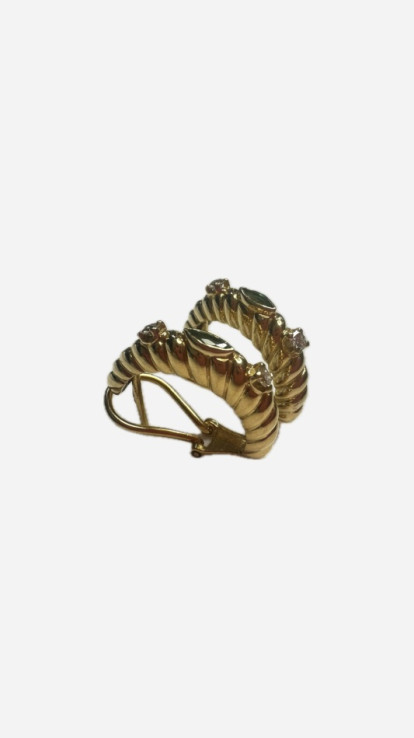 7-9-70156-6-Pendientes medio aro de oro 18K con diamantes 