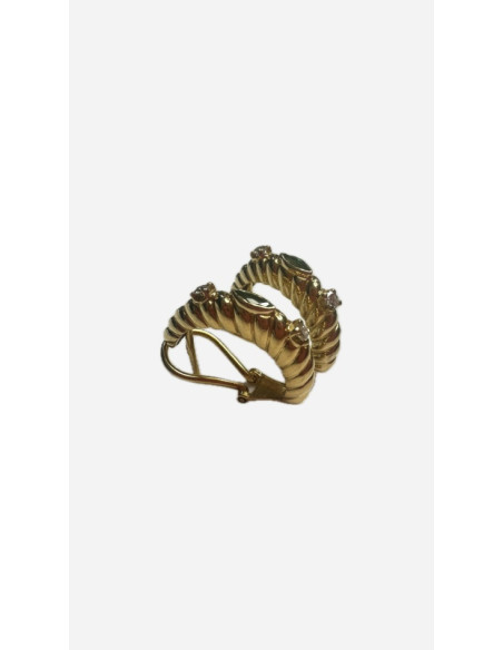 7-9-70156-6-Pendientes medio aro de oro 18K con diamantes 