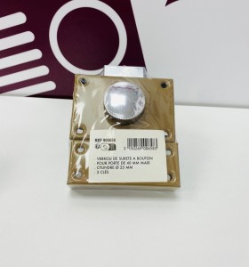 8-8-75199-1-Cerradura Cerrojo con botón y cilindro entrada 40mm, acabado bronce Nuevo